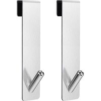 Juego de 2 ganchos para ducha, toallero sin taladrar, para puertas de ducha de cristal sin marco, grosor 6-12 mm (plateado)