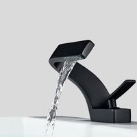 Zamery – Mitigeur de lavabo noir en laiton – Valve céramique – Arc bas – Poignée simple – Installation un trou/trois trous – Résistant à la corrosion