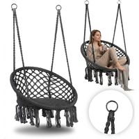 Boho Hanging Chair Swing, Gray, Steel Frame, 120kg Capacity