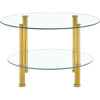 TABLE Deux-niveaux Verre Métal Transparent Or 70.00x70.00x42.00 cm
