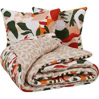 Parure de lit réversible en coton imprimé végétal Beige 240x220 cm