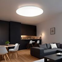 Plafoniera soggiorno lampada sala da pranzo lampada camera da letto plafoniera lampada corridoio, metallo vetro bianco rotondo, 1x LED 18W 1380Lm 3000K bianco caldo, D 35 cm