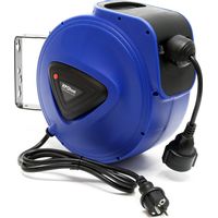 XPOtool Automatik Kabeltrommel 15 m mit Wandhalterung, 180° drehbar inkl. Montagematerial, automatische Stromtrommel
