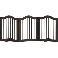 Barrière de sécurité pliable pour petits chiens, grille de protection, 3 panneaux sur pieds, 154,5 x 29,5 x 61 cm, couleur café