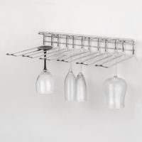 Emuca – Porte-verres pour meubles 5 rangées – Longueur 320mm – Acier chromé – Installation facile sous étagères ou comptoirs