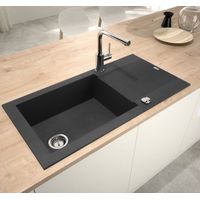 Carea Cuisine & Bain – Évier en granit 1 bac réversible 98x50 cm – Résistant aux chocs et aux rayures – Facile à entretenir – Système de vidage automatique