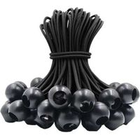 30-teiliges Set elastischer Bungee-Seile mit Gummikugel für Planen, Zelte, Banner, Flaggen, Camping, Pavillons (Schwarz)