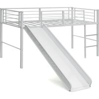 Costway – Lit mezzanine 198 x 96 cm en acier – 4 garde-corps de sécurité – Échelle 2 marches – Toboggan – Capacité 150 kg