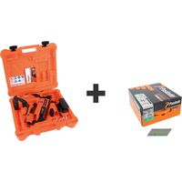 Cloueur à gaz IM90Xi avec clous et cartouches de gaz avec 10 packs de 2500 clous crantés 2,8 x 70 et 2 cartouche de gaz - PASLODE