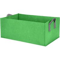 Set bestehend aus 1 rechteckigem Pflanzsack (60×30×20 cm, grün), erhöhtem Pflanzgefäß mit Griffen, belüftetem quadratischem Gewebe