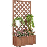 Jardinière avec Treillis - bac à Fleurs - jardinière sur Pied - dim. 72,5L x 31,5l x 149,5H cm Inserts d'irrigation Inclus Bois Sapin pré-huilé