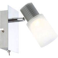 Faretto da parete con interruttore a levetta lampada da parete faretto orientabile in alabastro, nichel cromo opaco, 1x LED 5W 300Lm bianco caldo, LxPxH 15,5x8x13 cm