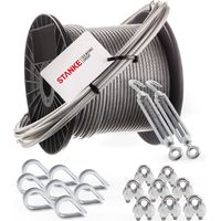 Seilwerk STANKE Câble d’acier galvanisé gainé (couche PVC) 10m diamètre 4mm 6x7, 2x Tendeur M6 èil-Crochet, 8x Cosse-Cèur, 8x Serre-Câble è étrier - SET 5