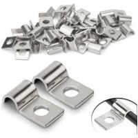 Lot de 30 attaches en treillis métallique rigide de 6 mm, en acier inoxydable, pince en U, trou unique, fixation murale, treillis métallique rigide pour câbles de 5 à 6 mm de diamètre, installation de