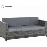 HOMAIRE Poly-Rattan Garten Loungesofa 3-Sitzer grau pour Terrasse & Balkon