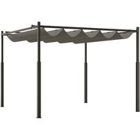 Pérgola de Jardín 3x3 m con Techo Retráctil y Accesorio Magnético Protección UV30+ Columnas Metálicas y Ganchos Gris