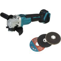 Meuleuse d'angle sans fil 125 mm 18 volts 4 vitesses pour anciennes batteries Makita + accessoires (machine uniquement)