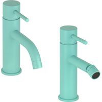 Rundes Waschbecken- und Bidetmischer-Set in der Farbe Aquablau Pollini Jessy Color KITJESSYCOLORA61