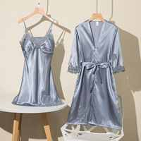 Peignoir de bain kimono en satin et soie pour femme