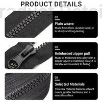 2 x 80 cm Black Zipper, Plastic Separable Zip with Zinc Alloy Slider, Replacement Fastener for Jackets, Bags, Tents, Cushion Covers, Clothes and DIY
