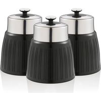 SWAN SWKA1024BN Retro Set 3 Boîtes de Rangement Cuisine 1,2L Hermétiques pour Pâtes Riz, Vintage Noir