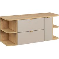 Mobile sotto-lavabo 120cm 3 cassetti nicchie arrotondate piano di appoggio Azel Cachemire e Legno