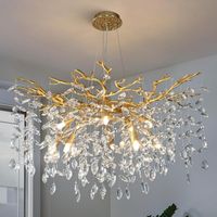 Kviflon lustre cristal doré branche 76 cm, 10 lampes K9