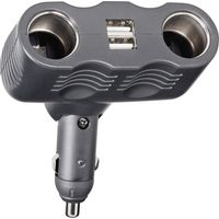 A13-123 2fach Zigarettenanzünder-Verteiler Anzahl Zigarettenkupplungen 2 x Schnittstellen: USB 2 x