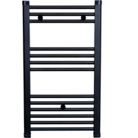 Stano. – Radiateur sèche-serviettes eau chaude 80 x 50 cm noir mat – Acier anticorrosion – Tubes ronds Ø 21 mm – Puissance 255W - CODA 80 X