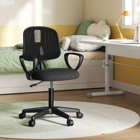 Klihome Kinderschreibtischstuhl, Bürostuhl Kinder ergonomisch, Kinder Schreibtischstuhl höhenverstellbar, Kinderstuhl mit Rollen Armlehnen, atmungsaktive Netzstoff-Rückenlehne, Schwarz