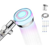 LED Duschkopf Hochdruck mit Handbrause, 150 cm Schlauch, PP-Baumwollfilter, Wasserstopp-Taste, Wassersparend