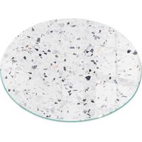Plaque de sol pour cheminée ou poêle en verre trempé avec impression Motif pierre avec particules Ronde fi 60 cm