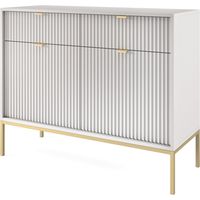 Credenza: 2 cassetti, 2 ante, Grigio, oro, 104 x 83 x 39 cm, maniglie dorate
