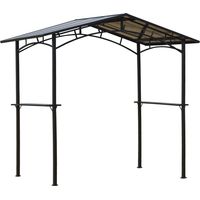 Abri barbecue 2,5x1,5 m métal noir toit polycarbonate avec étagères