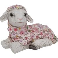 Dekofigur Blumenschaf liegend 6 x 12 x 25 cm