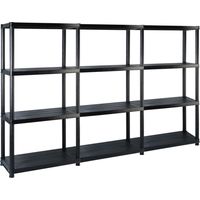 vidaXL Storage Shelf 4-Tier Black 183x30,5x130 cm Plastic (3x147683)