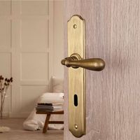 Ouvre&Déco – Lot de 2 poignées de porte DURANCE en laiton patiné – Entraxe 195 mm – Garniture complète sur plaque – Endurance 200 000 cycles