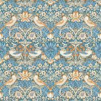 William Morris Design Strawberry Thief Wallpaper Denim Spice Paste The Wall