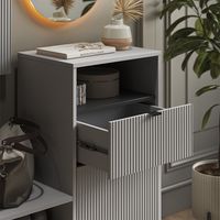 Panca scarpiera da ingresso Eliza, Grigio, 100 x 98.5 cm con anta e cassetto, Vicco