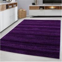 Tapis rayé uni à courtes mèches rectangle Ocrul Lilas 80x300