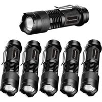 Torcia elettrica a 3 modalità, zoom con messa a fuoco regolabile e luce tattica a LED (nera, confezione da 6)