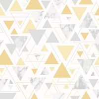 Triangle Geometric Metallic Wallpaper Yellow Grey Silver Marble Pastel Debona