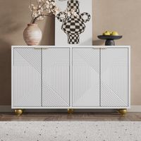 Sideboard mit vier geformten Türen, verstellbaren Innenböden, Metallgriffen und kugelförmigen Beinen