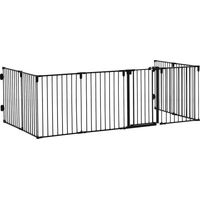 Barrière de sécurité pour chien pliable 8 sections, verrouillage automatique, noir