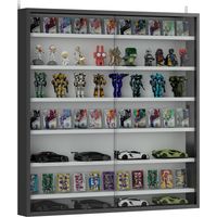 Vitrina de Pared con Estantes Ajustables y 2 Puertas Correderas de Cristal 80x9,5x83 cm Negro