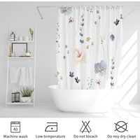 BRAVIX Watercolor Floral Shower Curtain, Flowers Print Minimalist Bathroom Curtain, Machine Washable Spring Modern Shower Curtains, Waterproof Fabric Shower Curtain Set with Hooks, 72 x 72, Blue