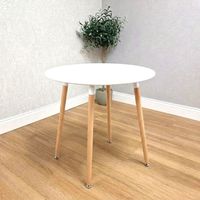 KOSY KOALA Modern Round Wooden Dining Table 90cm White Wooden Top with Metal Legs for Kitchen & Dining Room