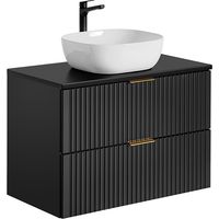 Waschtisch 80.6cm Adriel mit 2 Schubladen, Mattschwarz