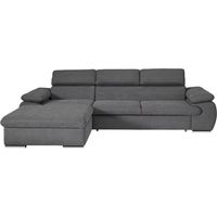 Casa Baoli – Canapé d'angle gauche convertible 5 places tissu gris foncé – Dimensions 284x196cm – Coffre de rangement – Mousse HR 30kg/m3
