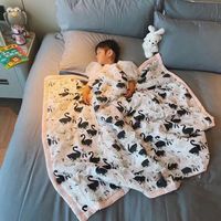 Couverture d'été légère pour enfant en coton soyeux - Duvet cartoon 120x150 cm doux et léger